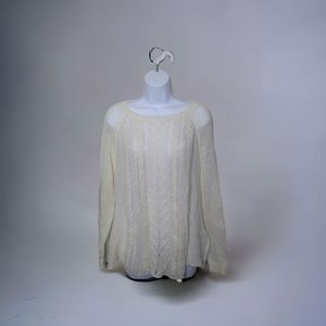 Wooden Ships Open Weave Cable Knit Mohair Blend Sweater